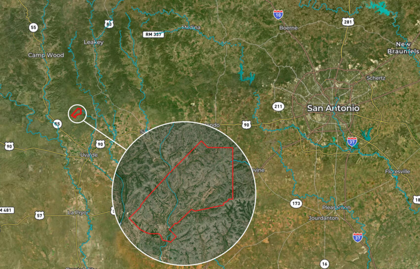 Indian Creek Ranch 2710 Acre Ranch For Sale in Uvalde County Map Image